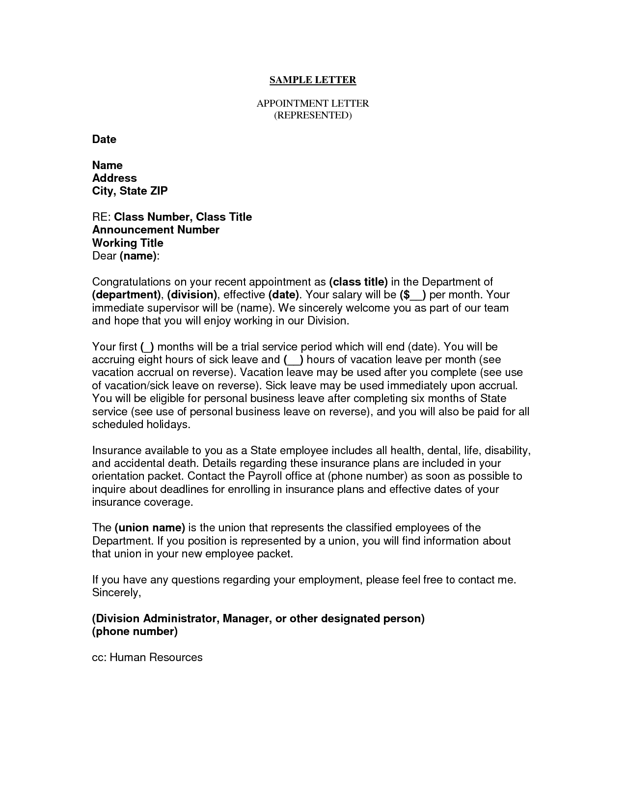 nonprofit committee appointment letter template